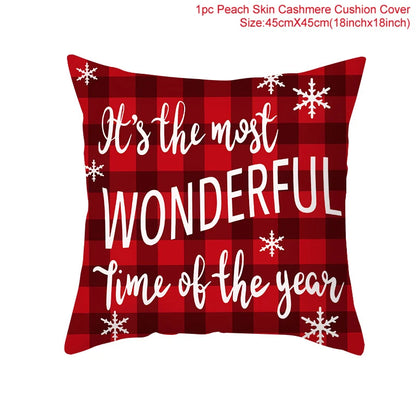 Christmas Cushion Cover Merry Christmas Decor For Home Santa Claus Christmas Ornament Xmas Gift Navidad 2024 Happy New Year 2025