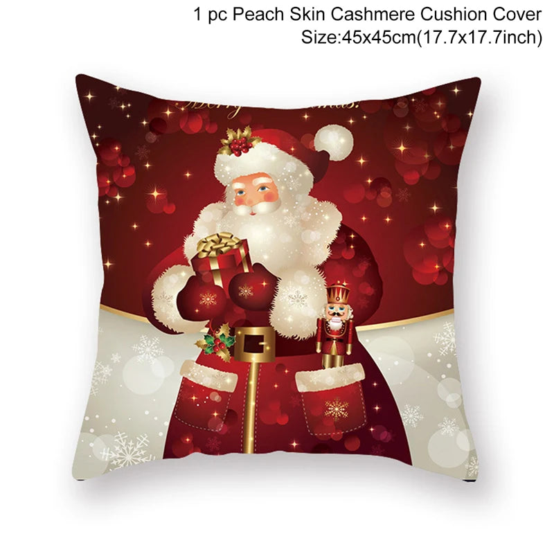 Christmas Cushion Cover Merry Christmas Decor For Home Santa Claus Christmas Ornament Xmas Gift Navidad 2024 Happy New Year 2025