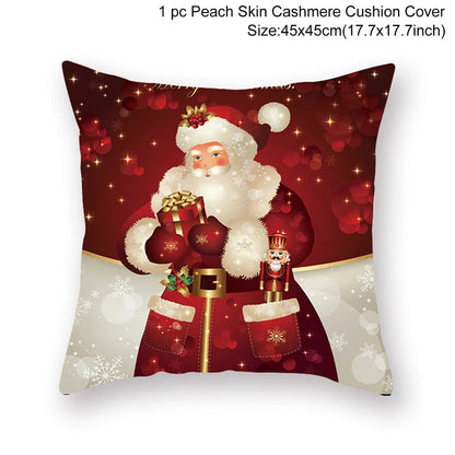 Christmas Cushion Cover Merry Christmas Decor For Home Santa Claus Christmas Ornament Xmas Gift Navidad 2024 Happy New Year 2025