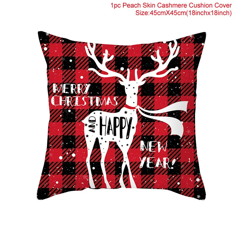 Christmas Cushion Cover Merry Christmas Decor For Home Santa Claus Christmas Ornament Xmas Gift Navidad 2024 Happy New Year 2025