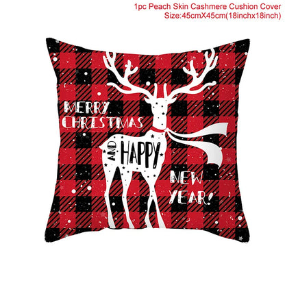 Christmas Cushion Cover Merry Christmas Decor For Home Santa Claus Christmas Ornament Xmas Gift Navidad 2024 Happy New Year 2025