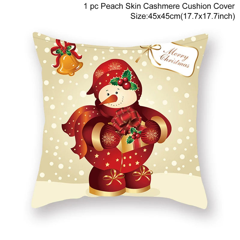 Christmas Cushion Cover Merry Christmas Decor For Home Santa Claus Christmas Ornament Xmas Gift Navidad 2024 Happy New Year 2025