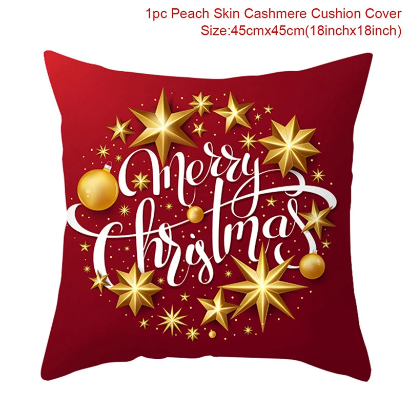 Christmas Cushion Cover Merry Christmas Decor For Home Santa Claus Christmas Ornament Xmas Gift Navidad 2024 Happy New Year 2025