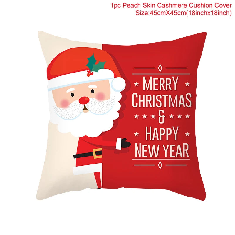 Christmas Cushion Cover Merry Christmas Decor For Home Santa Claus Christmas Ornament Xmas Gift Navidad 2024 Happy New Year 2025