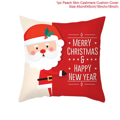 Christmas Cushion Cover Merry Christmas Decor For Home Santa Claus Christmas Ornament Xmas Gift Navidad 2024 Happy New Year 2025
