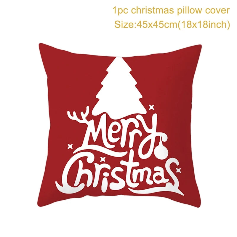 Christmas Cushion Cover Merry Christmas Decor For Home Santa Claus Christmas Ornament Xmas Gift Navidad 2024 Happy New Year 2025
