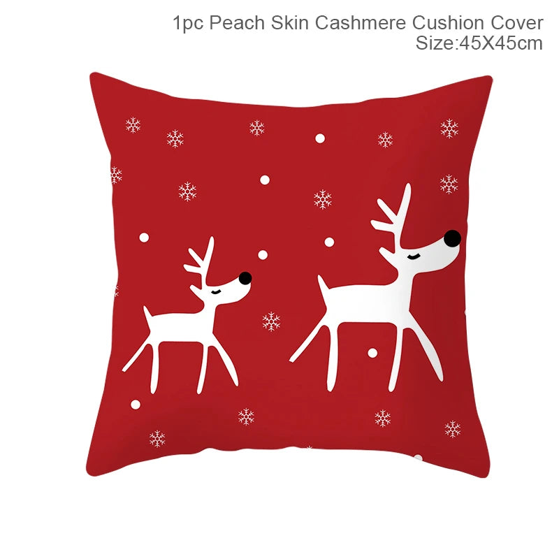 Christmas Cushion Cover Merry Christmas Decor For Home Santa Claus Christmas Ornament Xmas Gift Navidad 2024 Happy New Year 2025