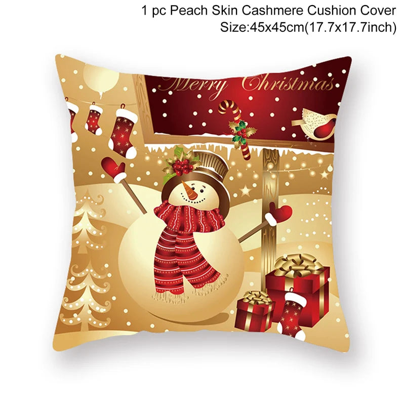 Christmas Cushion Cover Merry Christmas Decor For Home Santa Claus Christmas Ornament Xmas Gift Navidad 2024 Happy New Year 2025