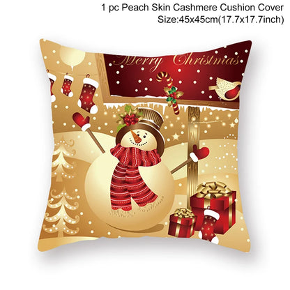 Christmas Cushion Cover Merry Christmas Decor For Home Santa Claus Christmas Ornament Xmas Gift Navidad 2024 Happy New Year 2025