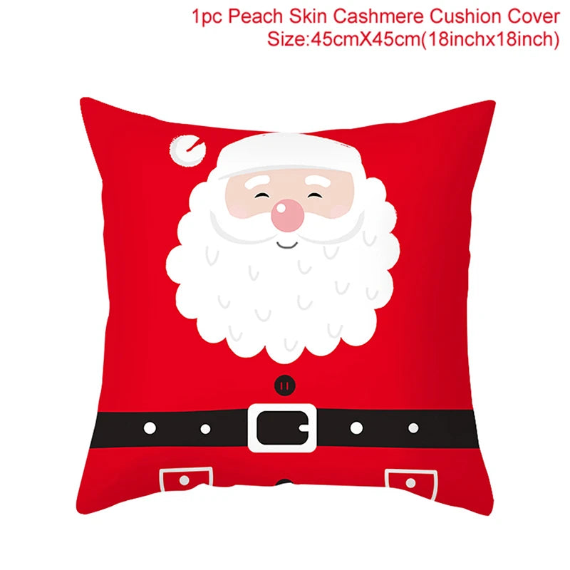 Christmas Cushion Cover Merry Christmas Decor For Home Santa Claus Christmas Ornament Xmas Gift Navidad 2024 Happy New Year 2025