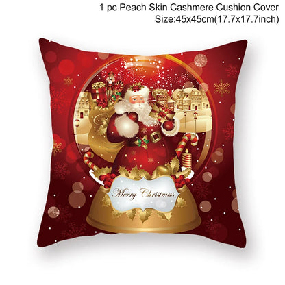 Christmas Cushion Cover Merry Christmas Decor For Home Santa Claus Christmas Ornament Xmas Gift Navidad 2024 Happy New Year 2025