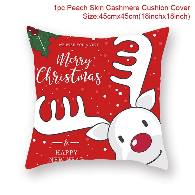 Christmas Cushion Cover Merry Christmas Decor For Home Santa Claus Christmas Ornament Xmas Gift Navidad 2024 Happy New Year 2025