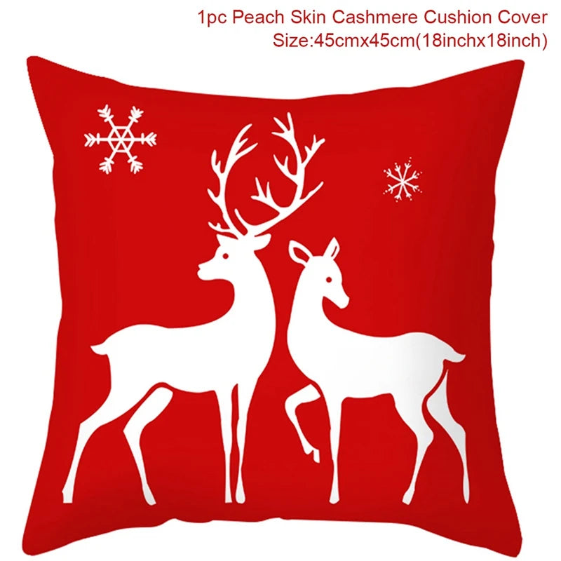 Christmas Cushion Cover Merry Christmas Decor For Home Santa Claus Christmas Ornament Xmas Gift Navidad 2024 Happy New Year 2025
