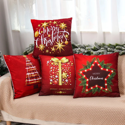 Christmas Cushion Cover Merry Christmas Decor For Home Santa Claus Christmas Ornament Xmas Gift Navidad 2024 Happy New Year 2025