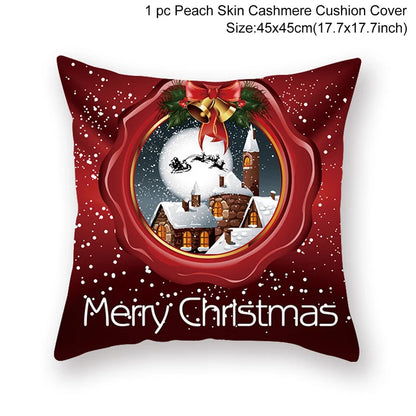 Christmas Cushion Cover Merry Christmas Decor For Home Santa Claus Christmas Ornament Xmas Gift Navidad 2024 Happy New Year 2025