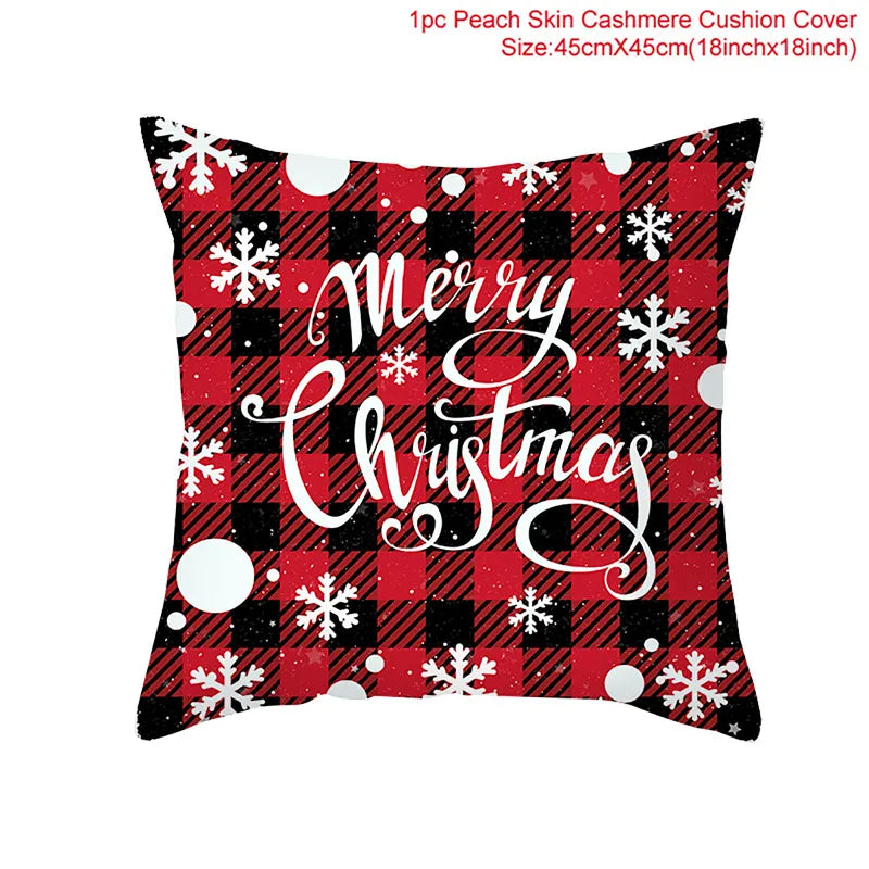 Christmas Cushion Cover Merry Christmas Decor For Home Santa Claus Christmas Ornament Xmas Gift Navidad 2024 Happy New Year 2025