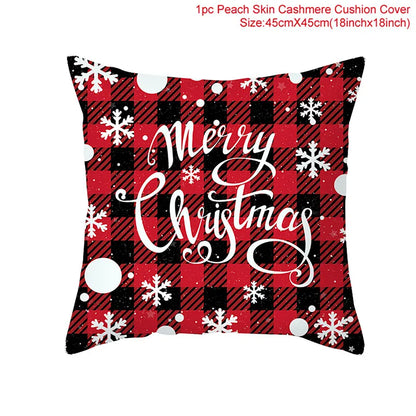 Christmas Cushion Cover Merry Christmas Decor For Home Santa Claus Christmas Ornament Xmas Gift Navidad 2024 Happy New Year 2025