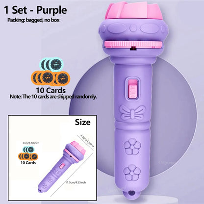 Kids Projector Flashlight 10 Cards 80 Patterns Night Light Bedtime Story Early Learning Educational Toy Gift for Toddlers