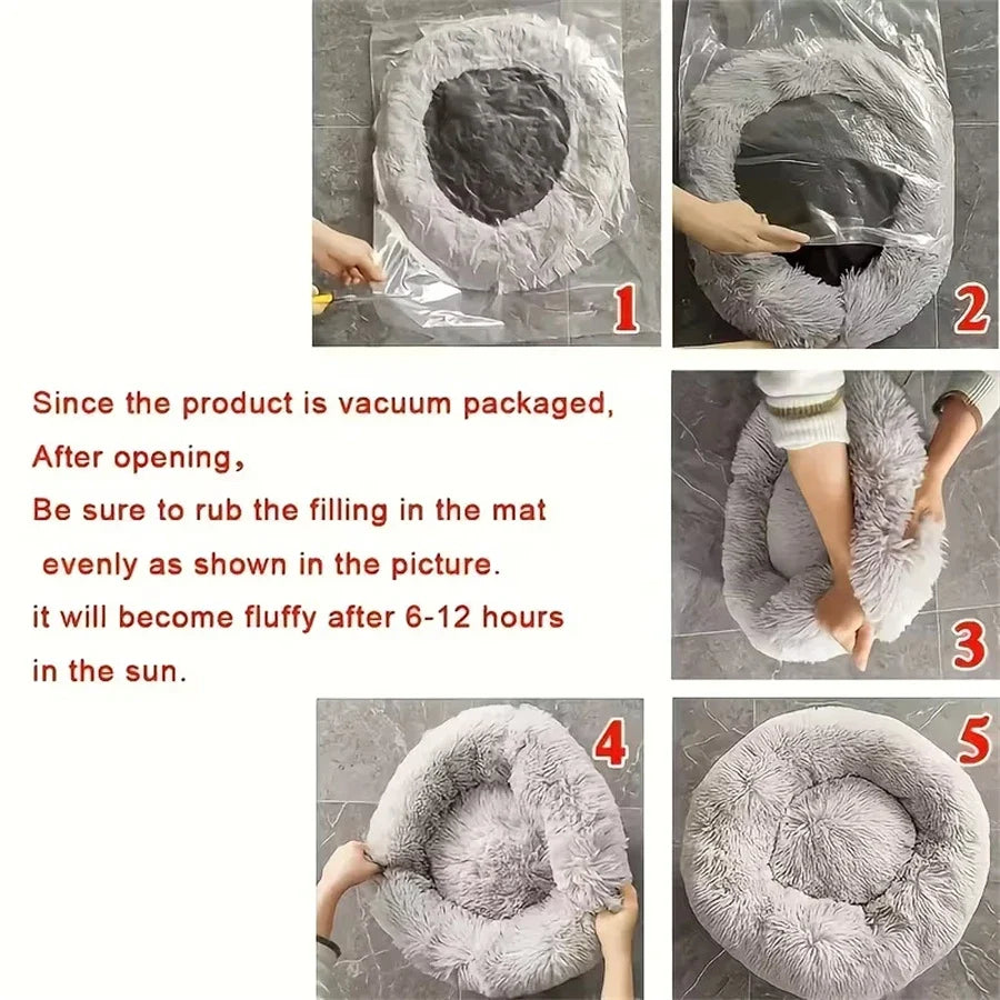 Faux Fur Donut Calming Cat Bed
