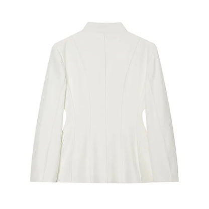 ETJ 2025 women's new fashion design three-dimensional cut high collar slim suit jacket & matching casual trousers