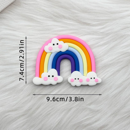 Magical Unicorn Cake Topper with Rainbow Clouds and Stars Dreamy Decor for Baby Shower and Girls Birthday Party Cake Arrangement