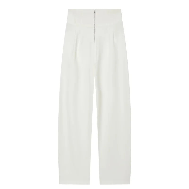 ETJ 2025 women's new fashion design three-dimensional cut high collar slim suit jacket & matching casual trousers