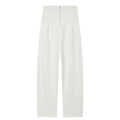 ETJ 2025 women's new fashion design three-dimensional cut high collar slim suit jacket & matching casual trousers