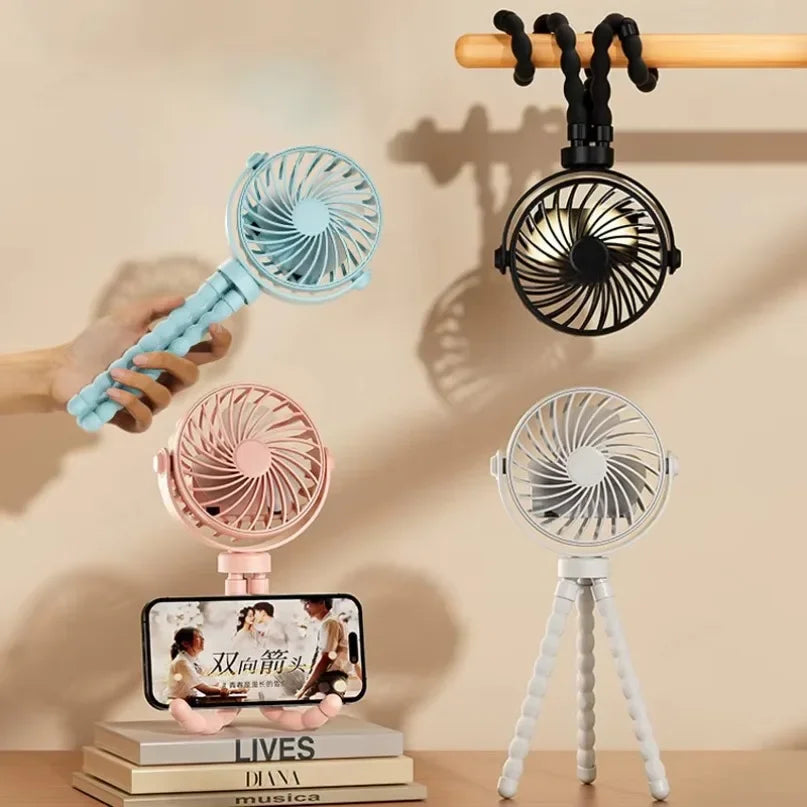 Multi Functional Student Baby Stroller Portable USB Mini  USB Rechargeable Handheld Electric Fan for Home 3 Speeds
