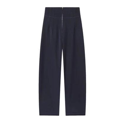 ETJ 2025 women's new fashion design three-dimensional cut high collar slim suit jacket & matching casual trousers