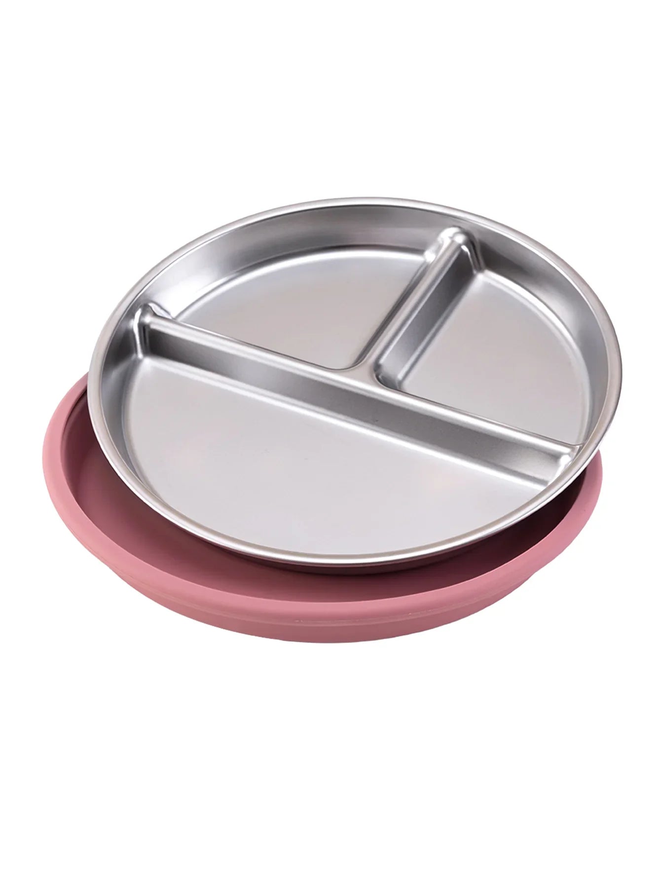 Stainless Steel Baby Feeding Plate with Detachable Suction