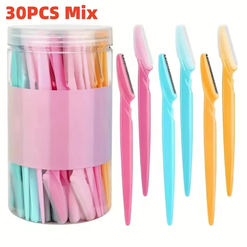 Facial Razor Dermaplaning Set | Eyebrow Shaping · Face Shaving · Multicolour | 10 · 15 · 30 Piece | Braviixx