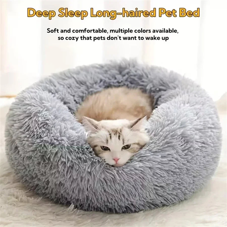 Faux Fur Donut Calming Cat Bed