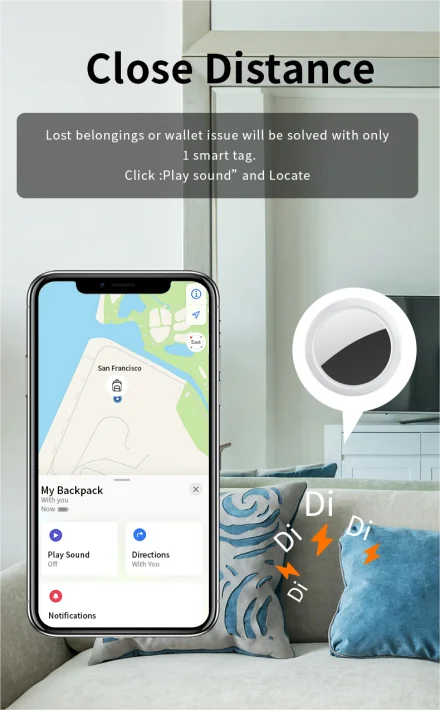 JSPTEC Airtag Bluetooth GPS Trackers IPX 5 Waterproof Sport Tracking Find My Elderly Kids Pets Available Mini Finders For IOS