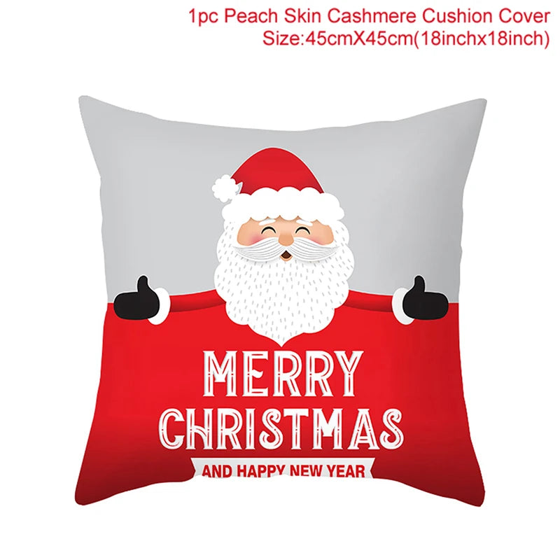 Christmas Cushion Cover Merry Christmas Decor For Home Santa Claus Christmas Ornament Xmas Gift Navidad 2024 Happy New Year 2025