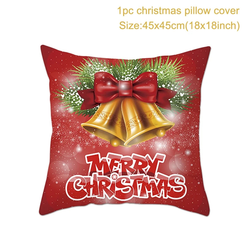 Christmas Cushion Cover Merry Christmas Decor For Home Santa Claus Christmas Ornament Xmas Gift Navidad 2024 Happy New Year 2025