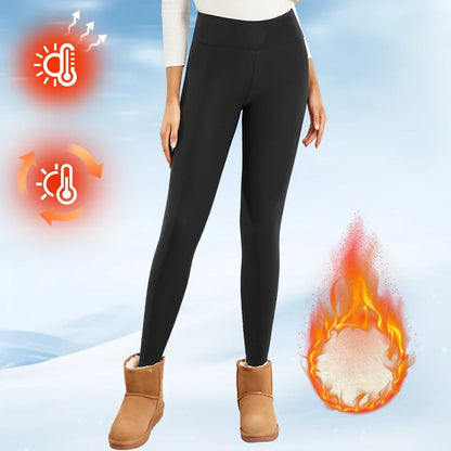 Fleece Women Leggings Thick Flared Pants High-Waisted Thermal Tights Tummy Control Winter Warm Legging Casual Wear