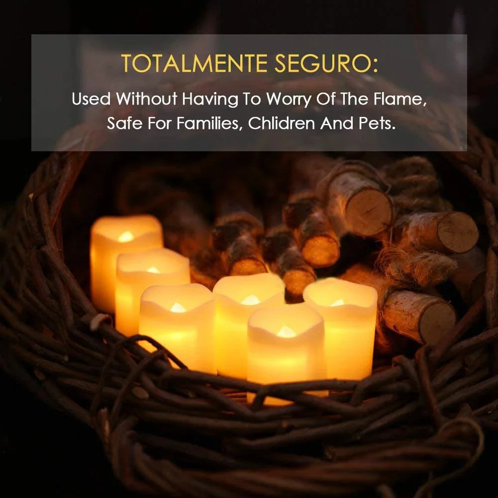24-Piece Flameless LED Tea Light Candles – Warm White Flickering Lights for Halloween, Christmas, Weddings & Home Decor