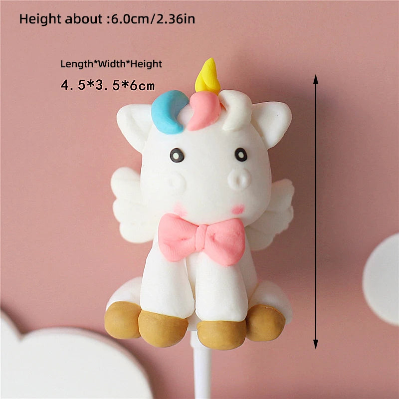 Magical Unicorn Cake Topper with Rainbow Clouds and Stars Dreamy Decor for Baby Shower and Girls Birthday Party Cake Arrangement