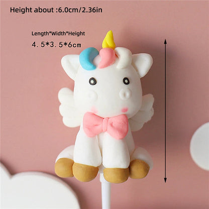 Magical Unicorn Cake Topper with Rainbow Clouds and Stars Dreamy Decor for Baby Shower and Girls Birthday Party Cake Arrangement