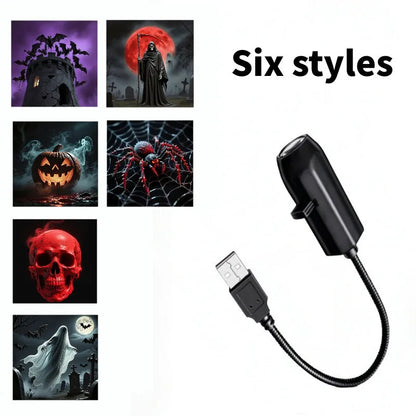 HauntGlow — Halloween Projector Light, USB, Swappable Patterns