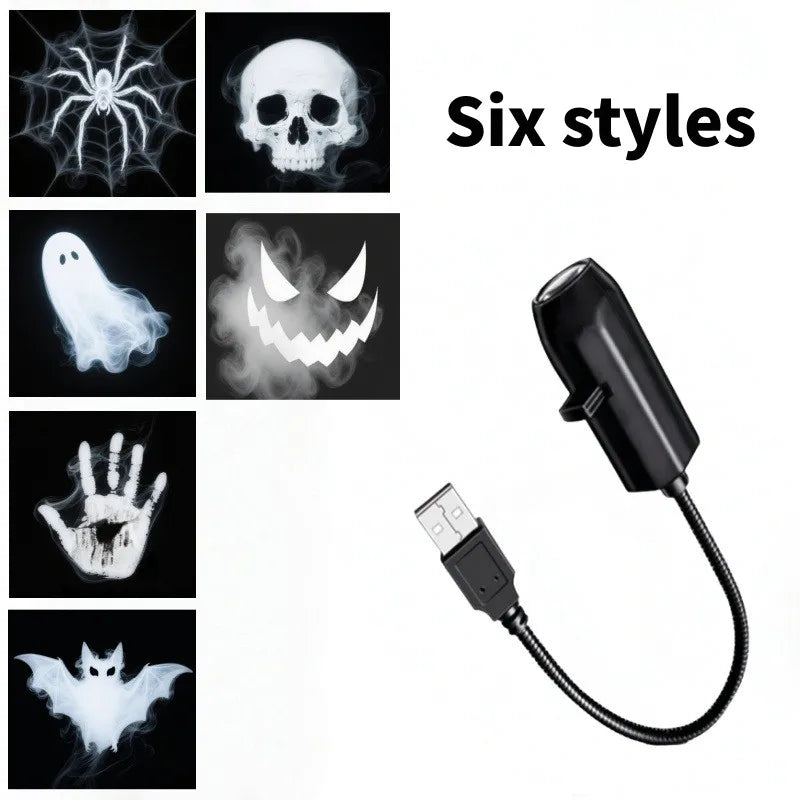 HauntGlow — Halloween Projector Light, USB, Swappable Patterns
