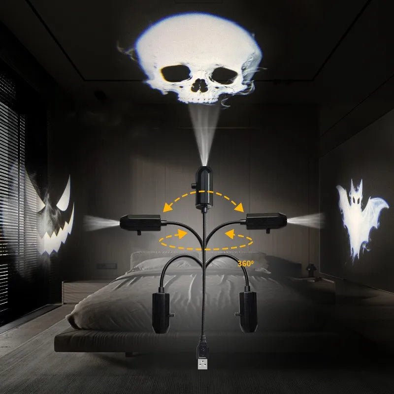 HauntGlow — Halloween Projector Light, USB, Swappable Patterns