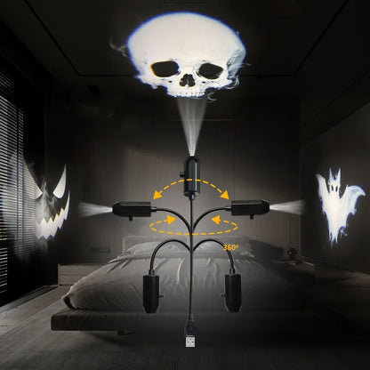 HauntGlow — Halloween Projector Light, USB, Swappable Patterns