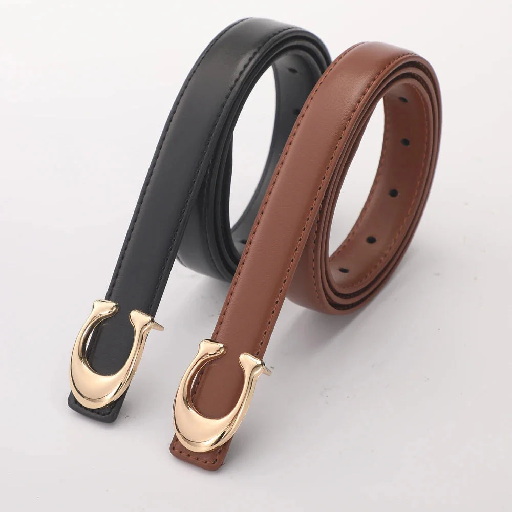 Smooth C-Buckle Leather Belt – Statement Versatile Waist Belt for Women, Business & Everyday Essential