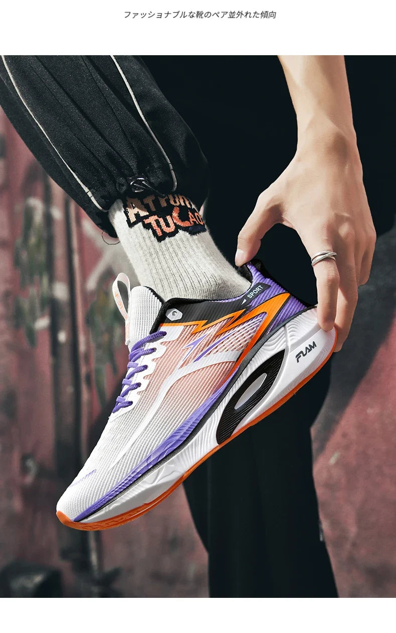 Marathon Men Sports Running Shoes Carbon Board Air Cushion Breathable Lightweight Women's Comfortable Athletic Nonskid Sneakers