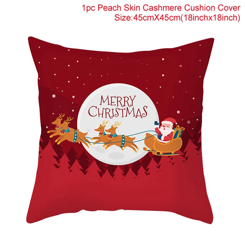 Christmas Cushion Cover Merry Christmas Decor For Home Santa Claus Christmas Ornament Xmas Gift Navidad 2024 Happy New Year 2025