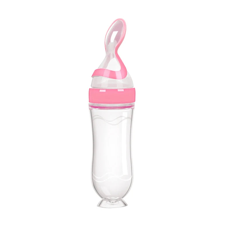 Baby Spoon Feeder Feeding Bottle with Spoon - Infant & Toddler Food Supplement Bottle