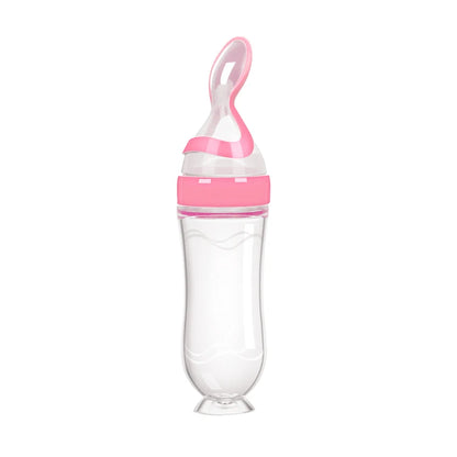 Baby Spoon Feeder Feeding Bottle with Spoon - Infant & Toddler Food Supplement Bottle