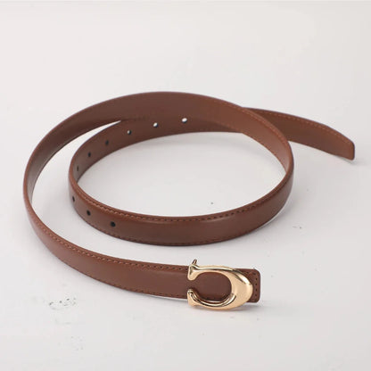 Smooth C-Buckle Leather Belt – Statement Versatile Waist Belt for Women, Business & Everyday Essential