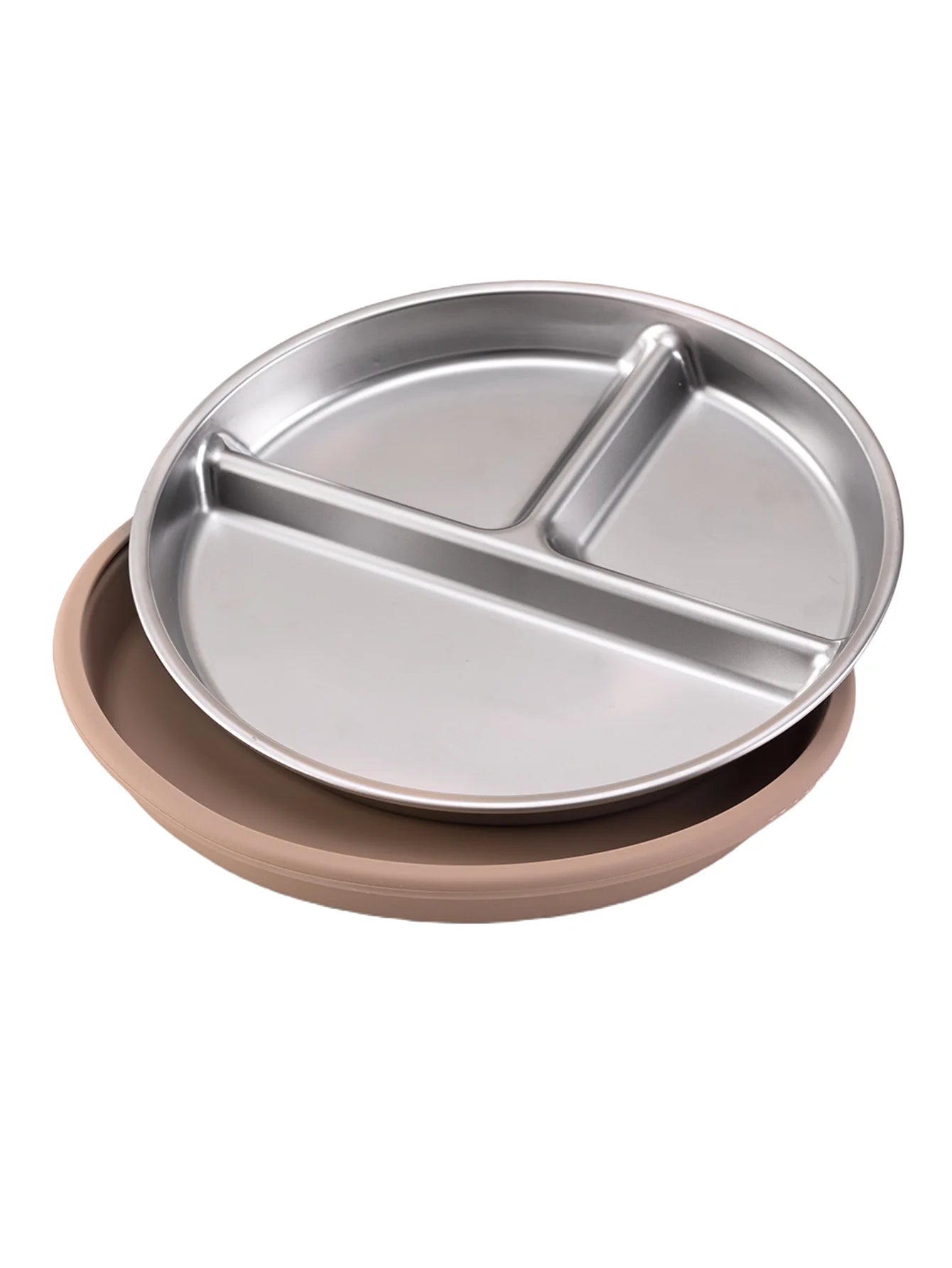 Stainless Steel Baby Feeding Plate with Detachable Suction